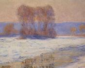 克劳德 莫奈 : The Seine at Bennecourt in Winter